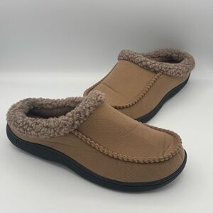 isotoner Men’s Lewis Clog Buckskin Memory Foam Rubber Sole Slippers House Shoes